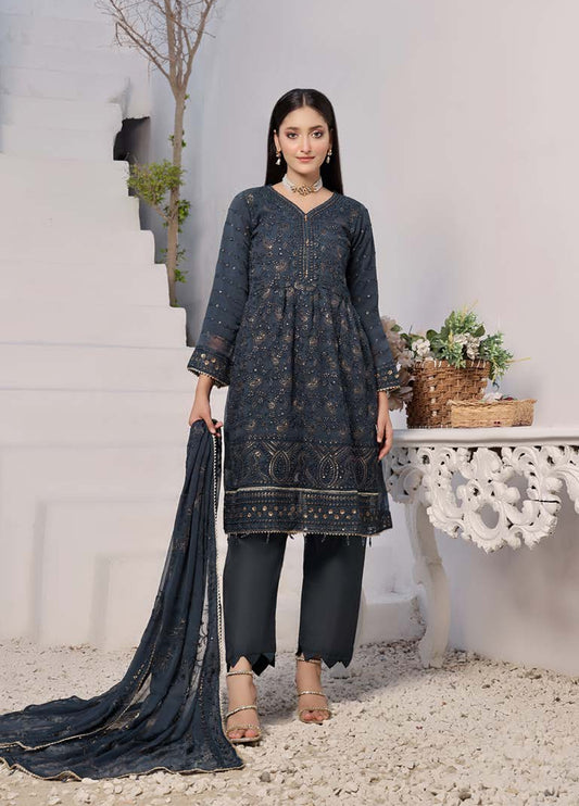 BIN KHALID GUL POSH Formal Chiffon Embroidered Unstitched 3pcs