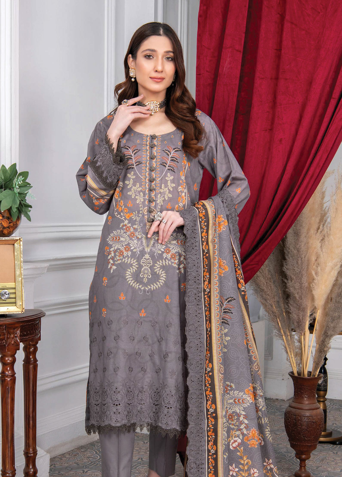 Mashaal By Riaz Arts Embroidered Lawn 3pcs - Jotey