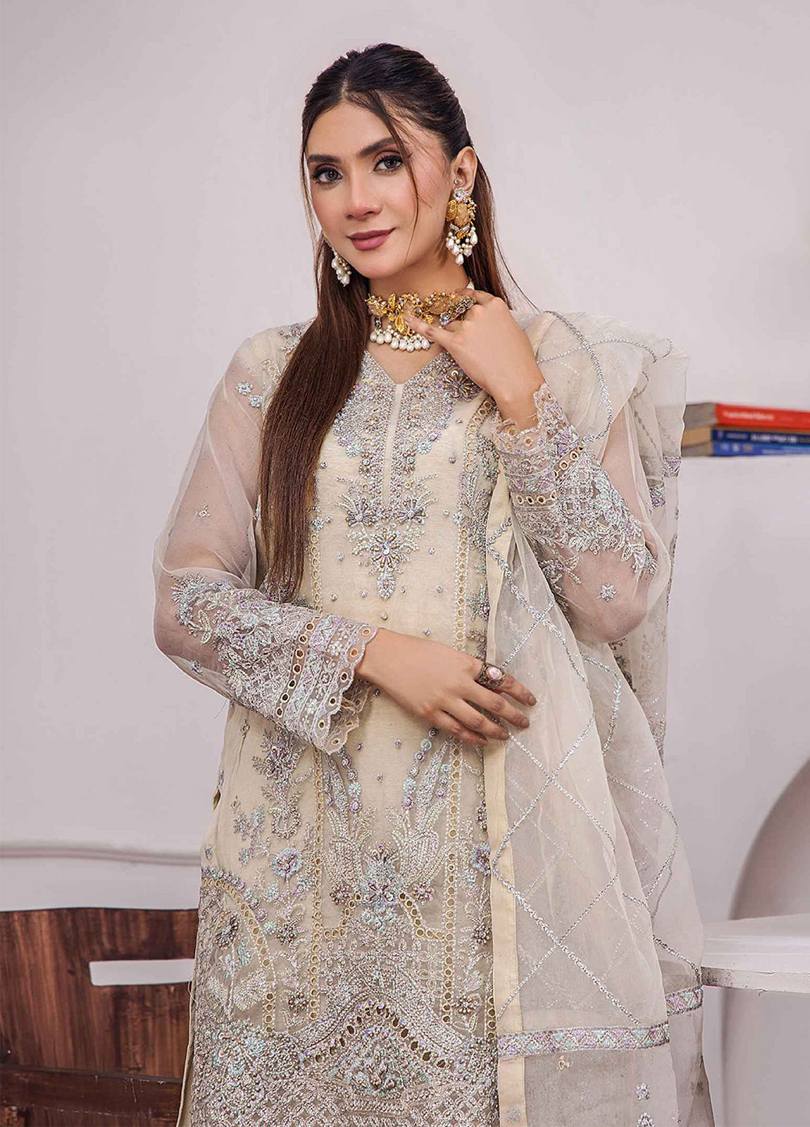 ZA Clothes Gulshan Embroidered Organza Ready to wear 3pcs