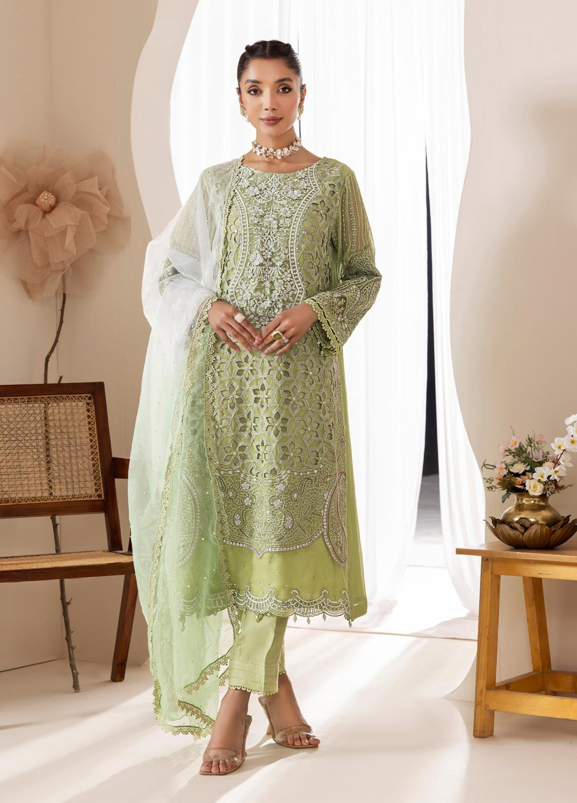 Zoya By ZA Clothes Embroidered Chiffon Semi-Stitched 3pcs