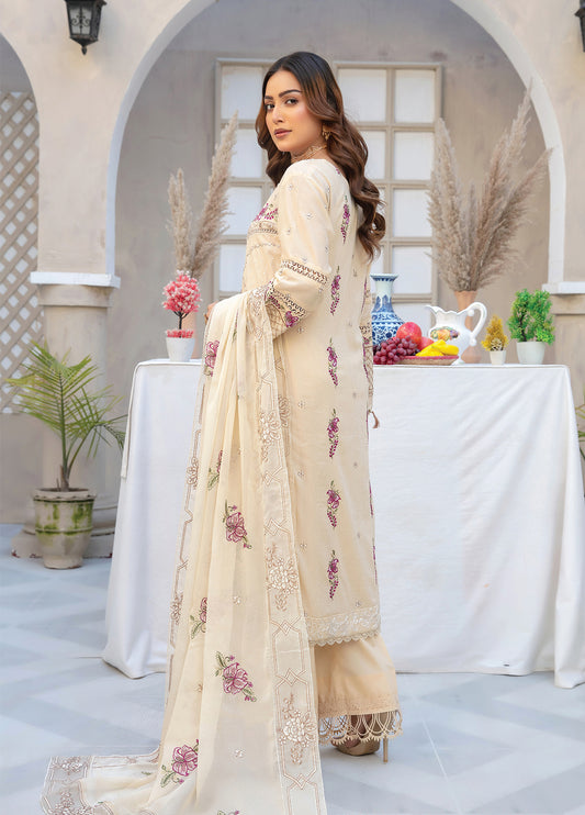 Anaya Hoor Feroza Embroidered  Unstitched Lawn 3pcs