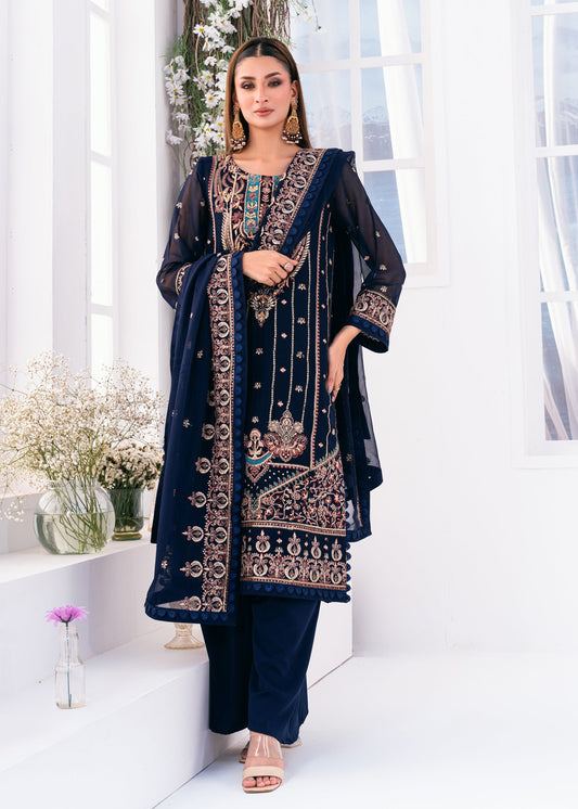 Lallaria By Noorma Kaamal Embroidered Chiffon Unstitched 3pcs