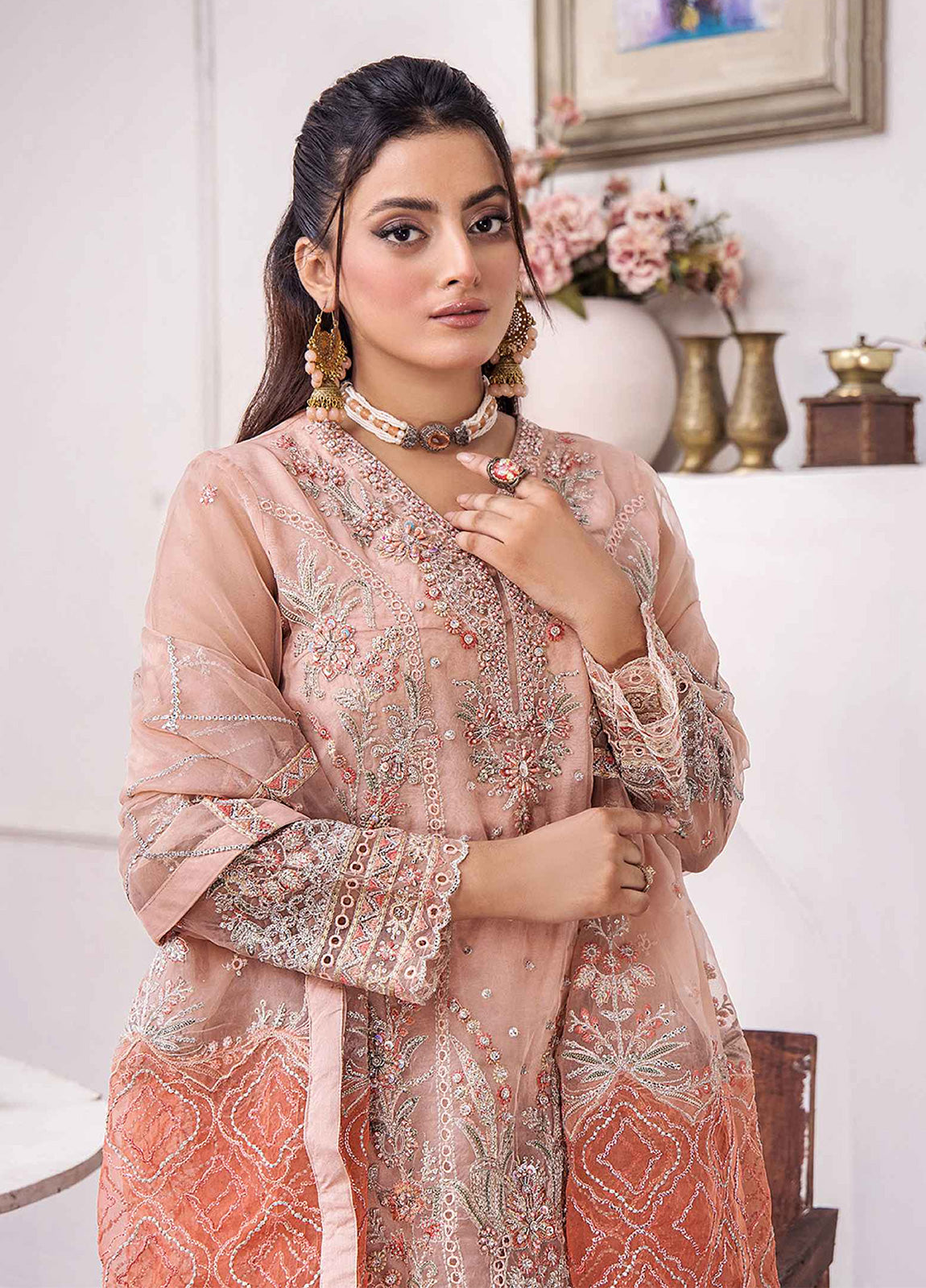 ZA Clothes Gulshan Embroidered Organza Ready to wear 3pcs