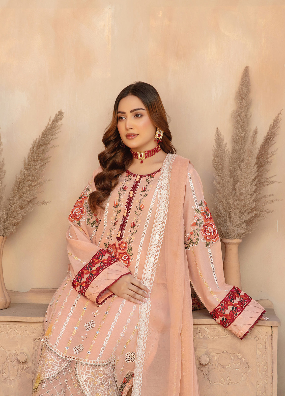 Anaya Hoor Swiss Saga Embroidered  Unstitched Lawn 3pcs