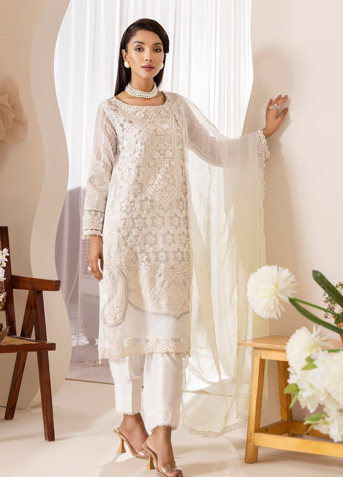 Zoya By ZA Clothes Embroidered Chiffon Semi-Stitched 3pcs