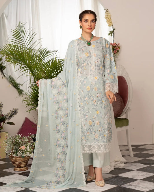 Manizay Super Anmol Embroidered Lawn 3pcs