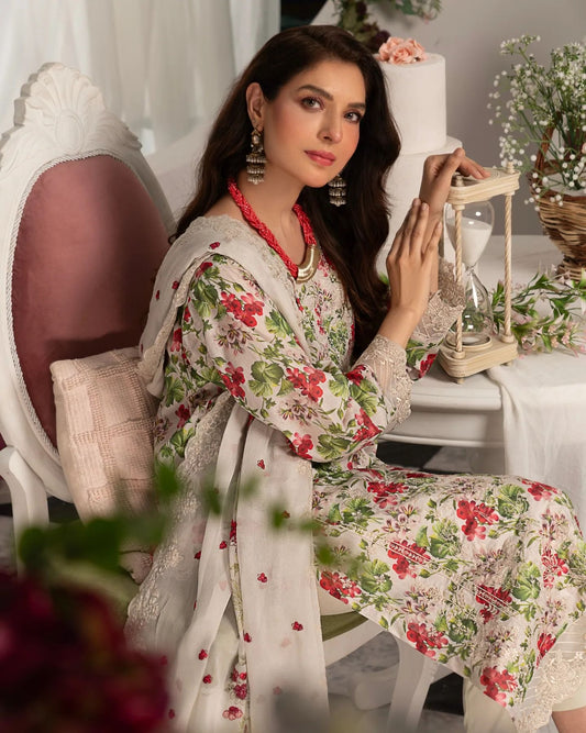 Manizay Super Anmol Embroidered Lawn 3pcs