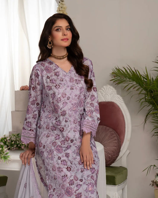 Manizay Super Anmol Embroidered Lawn 3pcs