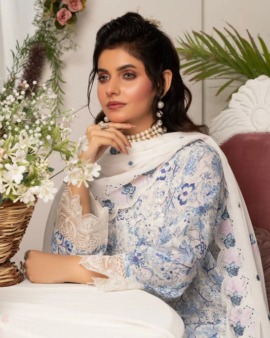 Manizay Super Anmol Embroidered Lawn 3pcs