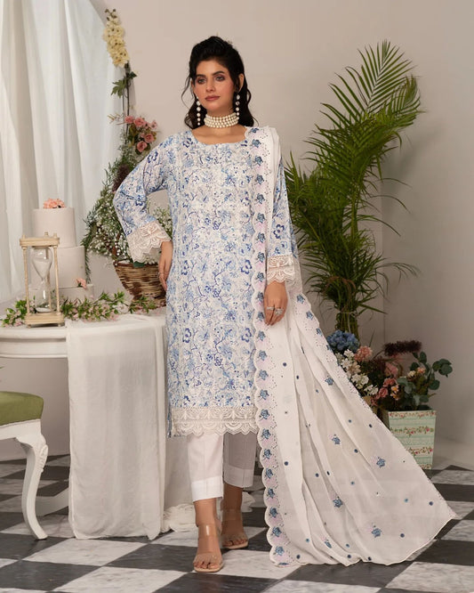 Manizay Super Anmol Embroidered Lawn 3pcs