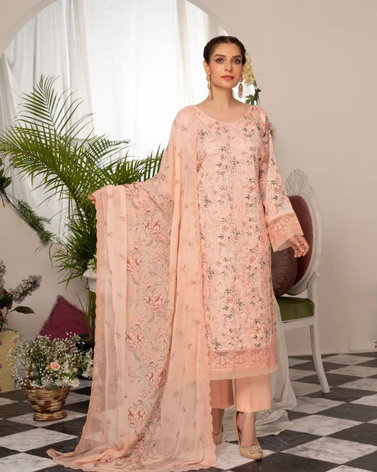 Manizay Super Anmol Embroidered Lawn 3pcs