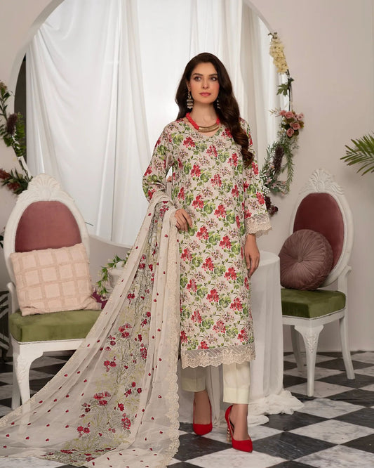 Manizay Super Anmol Embroidered Lawn 3pcs