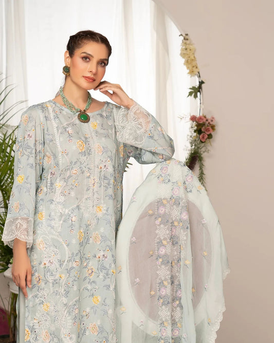 Manizay Super Anmol Embroidered Lawn 3pcs