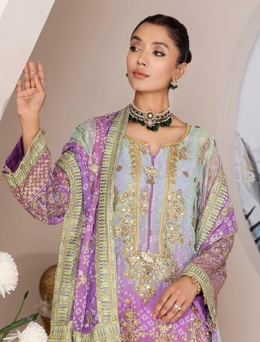 Nova By ZA Clothes Embroidered Chiffon Semi-Stitched 3pcs