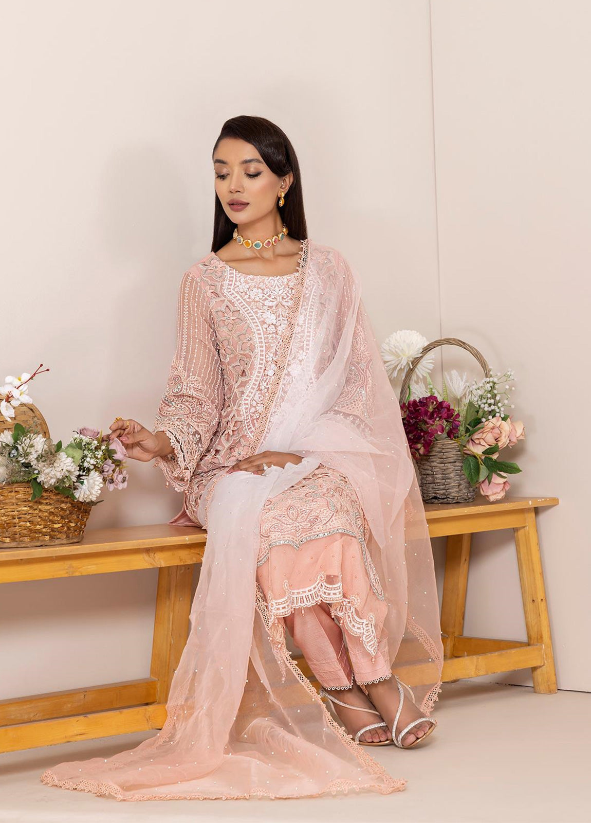 Zoya By ZA Clothes Embroidered Chiffon Semi-Stitched 3pcs