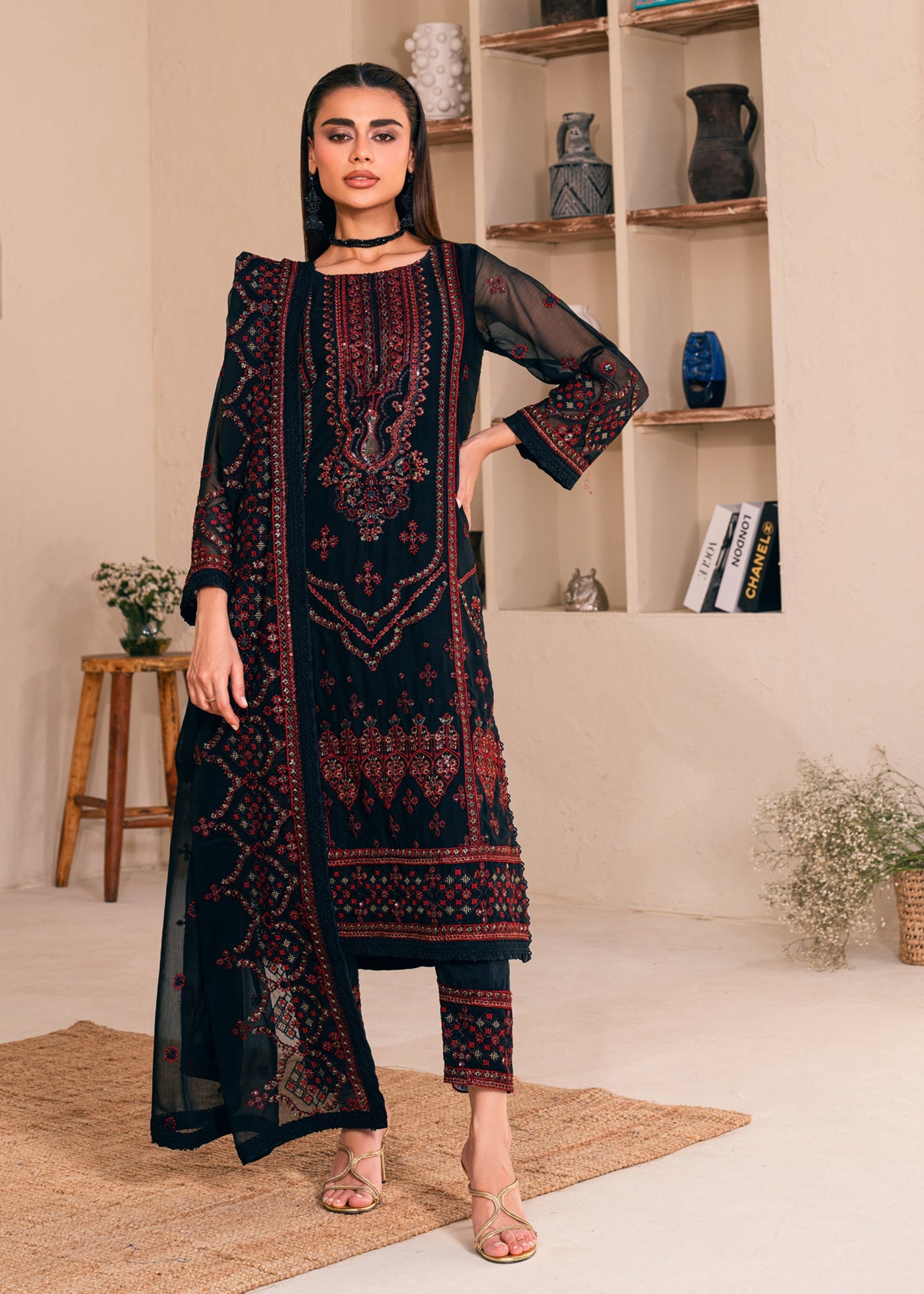 Lallaria By Noorma Kaamal Embroidered Chiffon Unstitched 3pcs