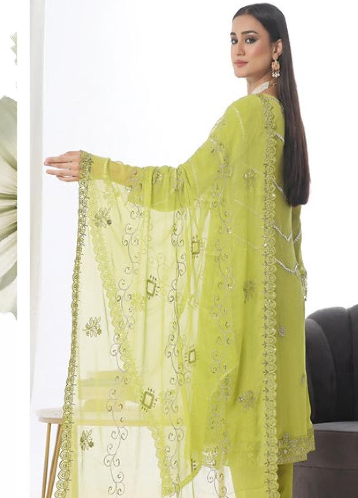 Chandni Raatein By Bin Khalid Embroidered Chiffon Unstitched 3pcs