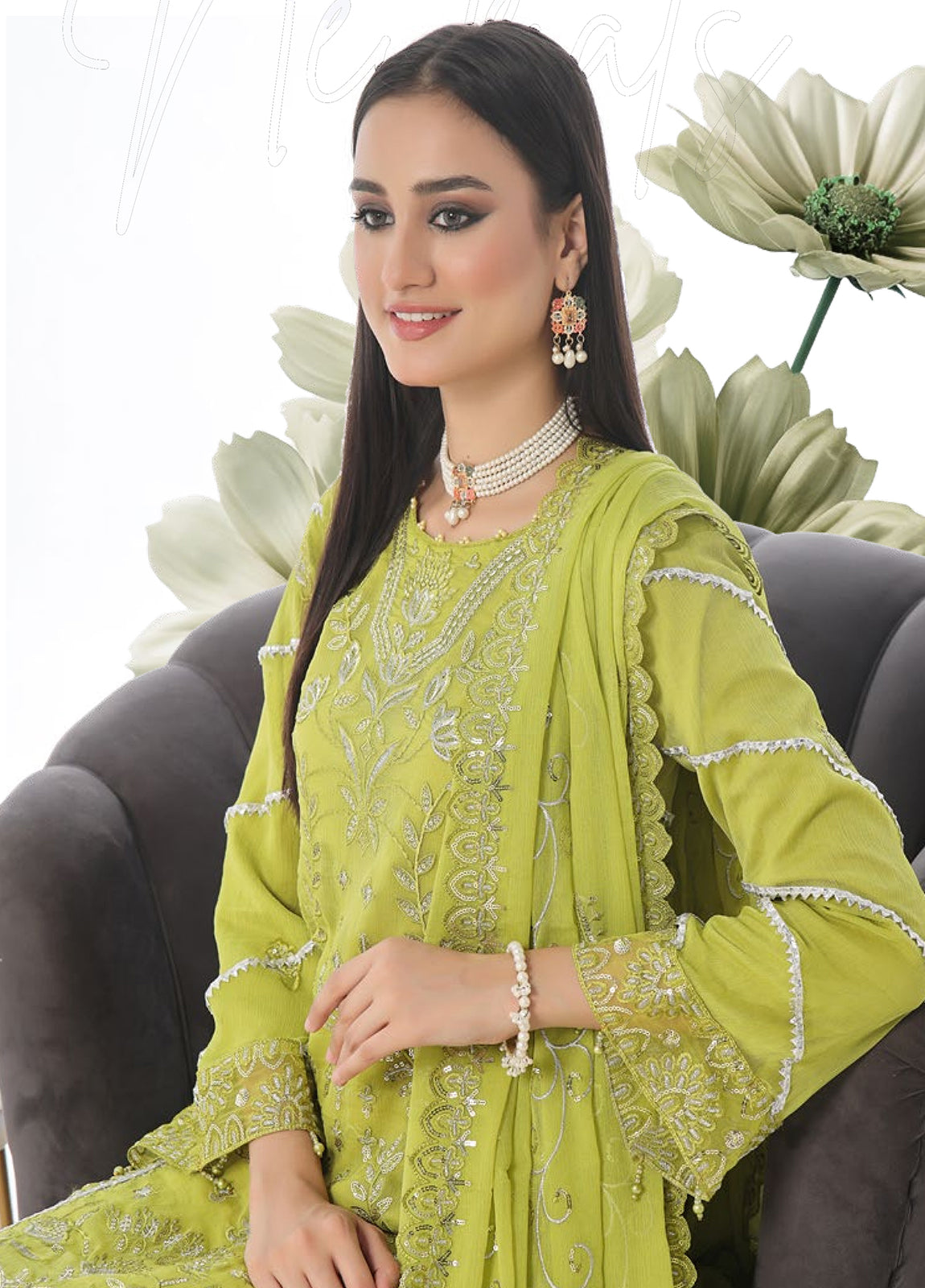 Chandni Raatein By Bin Khalid Embroidered Chiffon Unstitched 3pcs