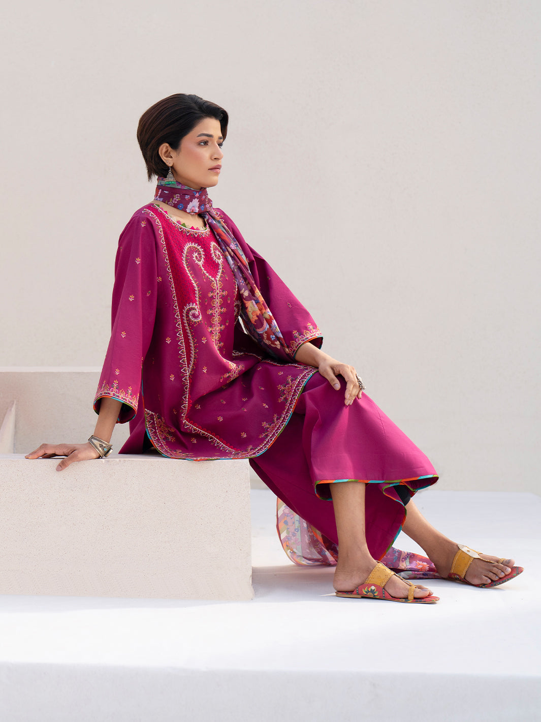 Bin Ilyas Summer Edit'25 Embroidered Lawn Unstitched 3pcs