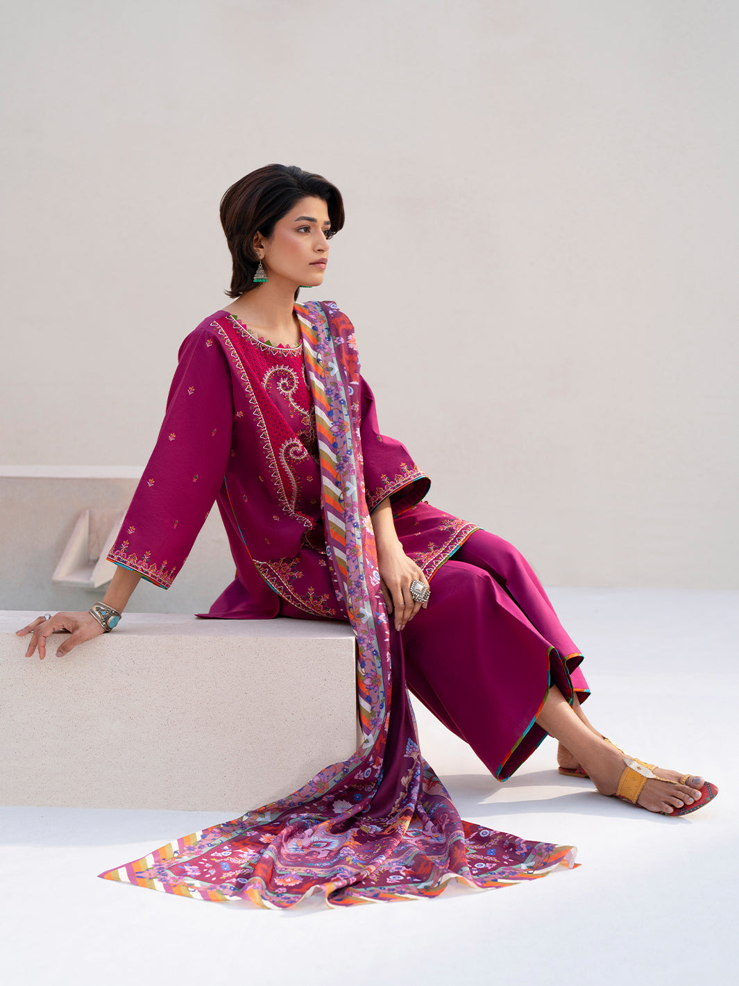 Bin Ilyas Summer Edit'25 Embroidered Lawn Unstitched 3pcs