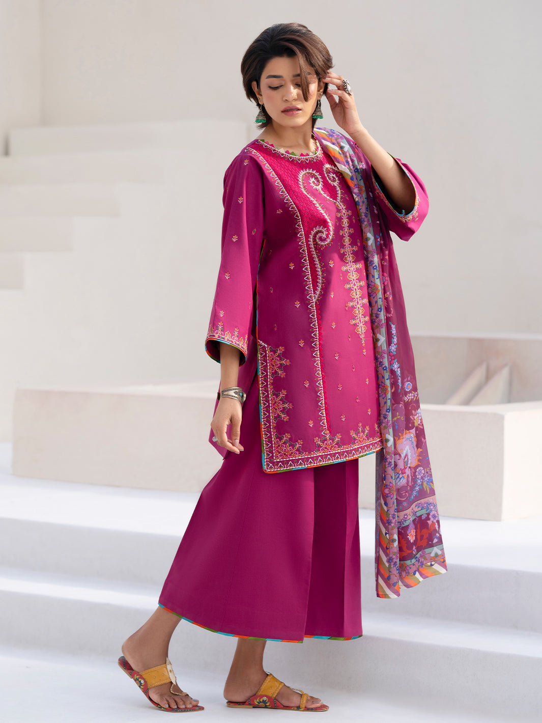 Bin Ilyas Summer Edit'25 Embroidered Lawn Unstitched 3pcs