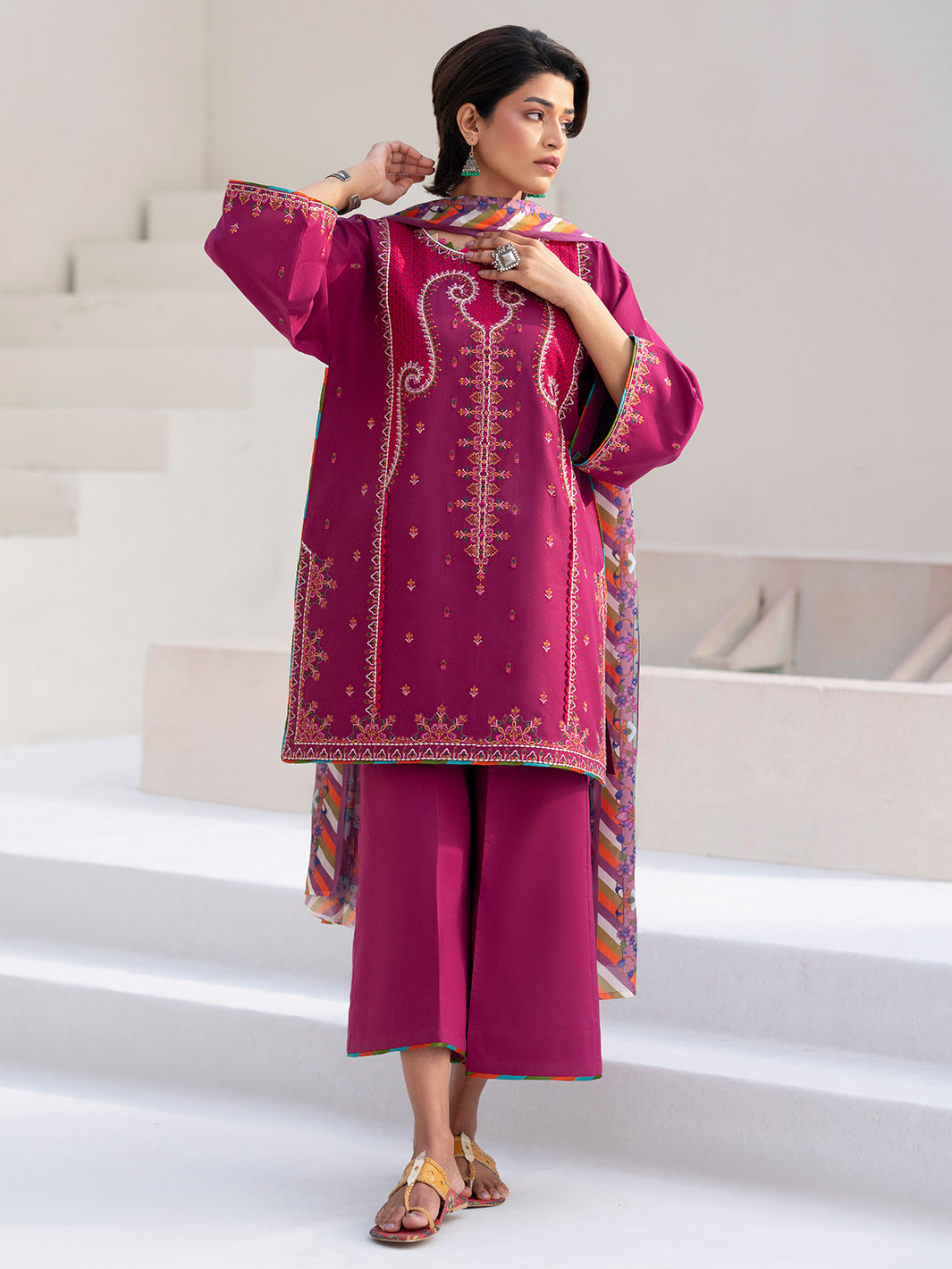 Bin Ilyas Summer Edit'25 Embroidered Lawn Unstitched 3pcs