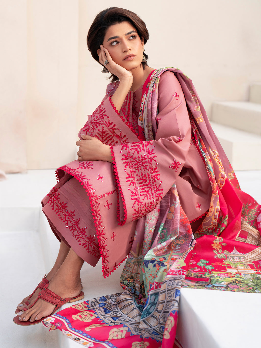 Bin Ilyas Summer Edit'25 Embroidered Lawn Unstitched 3pcs