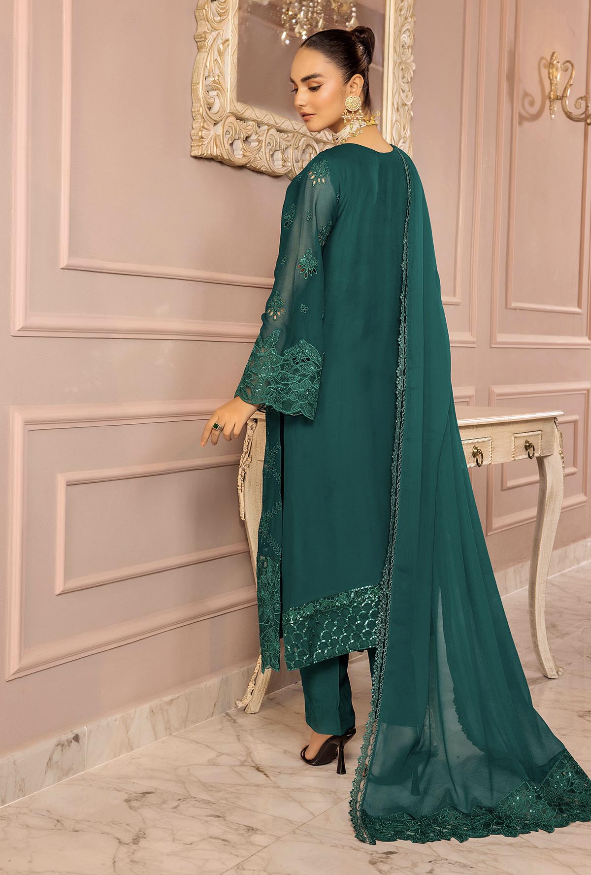 Ranak-E-Mehal Embroidered Chiffon Semi-Stitched 3pcs