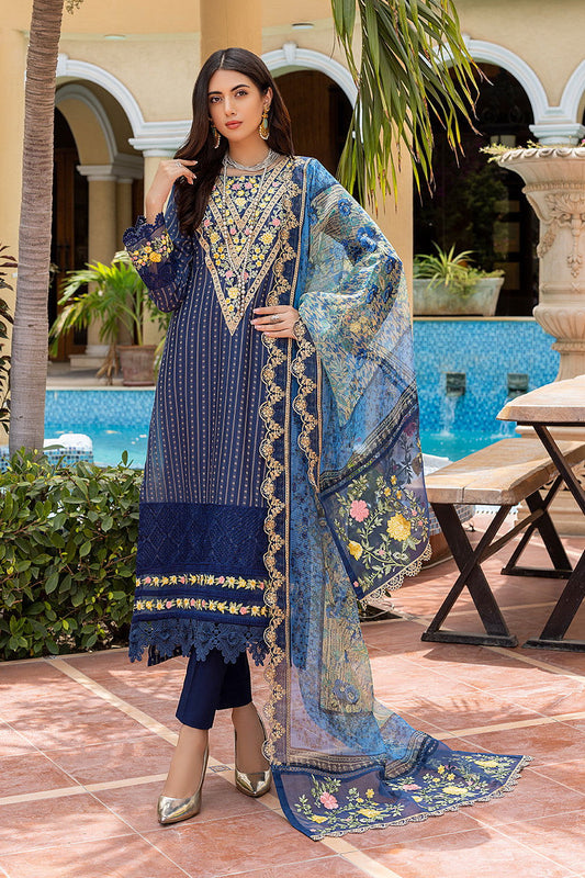 Azure Luxury Lawn Jacquard 3Pcs - Jotey