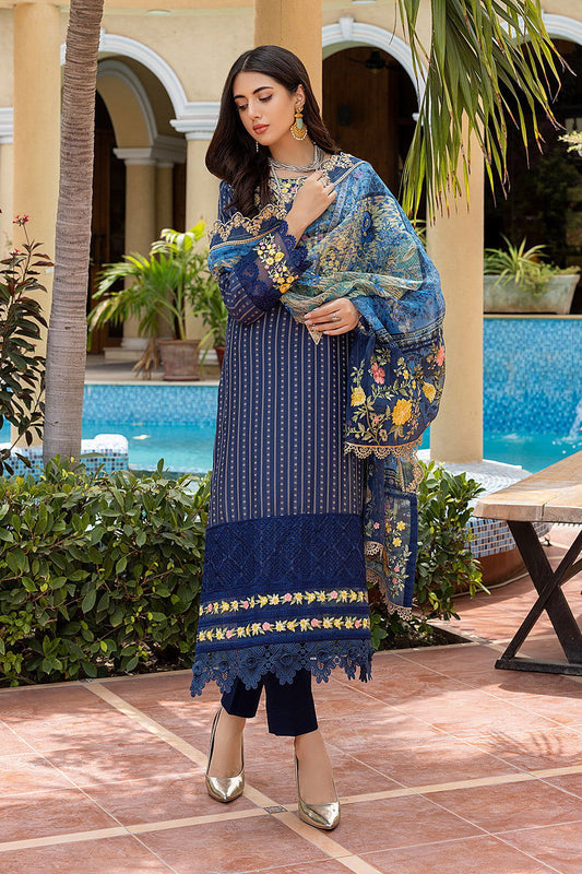 Azure Luxury Lawn Jacquard 3Pcs - Jotey