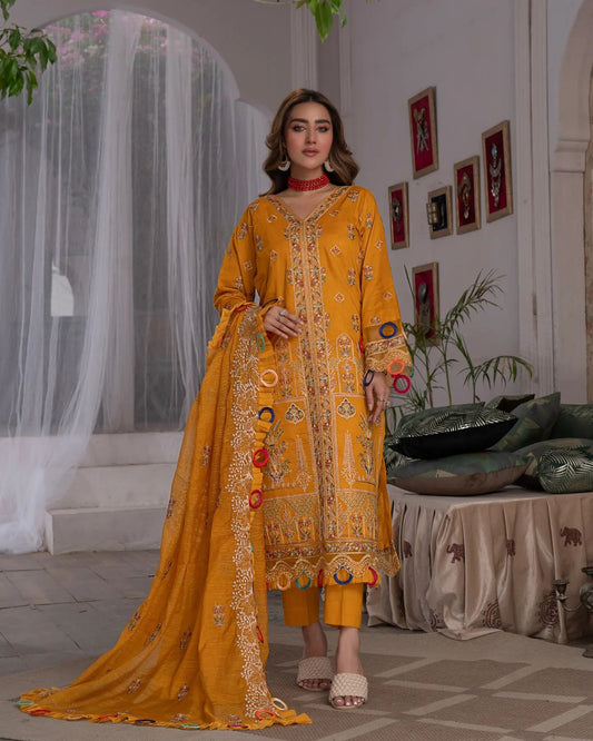 Manizay Gul Maina Embroidered Lawn 3pcs