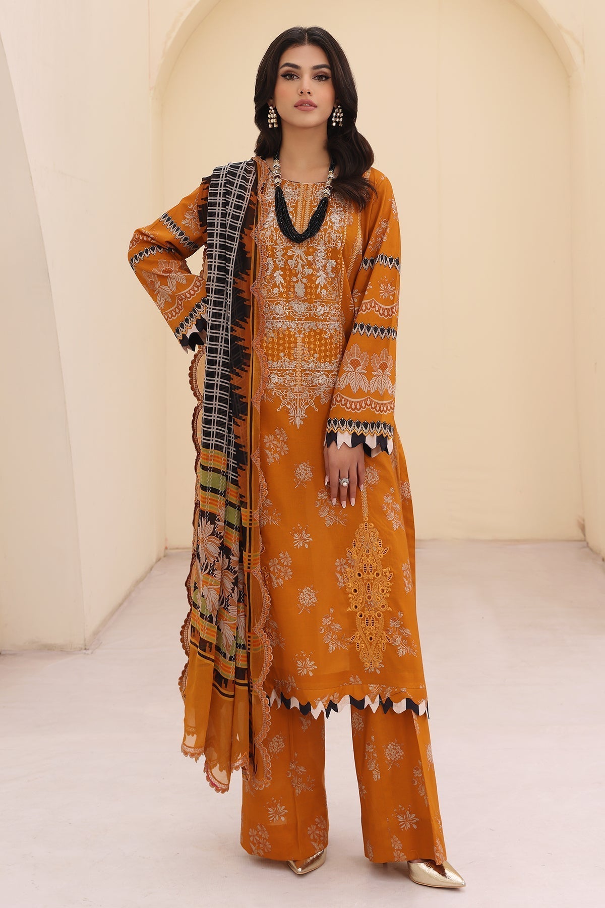 Charizma Naranji Embroidered Printed Lawn 3pcs - Jotey