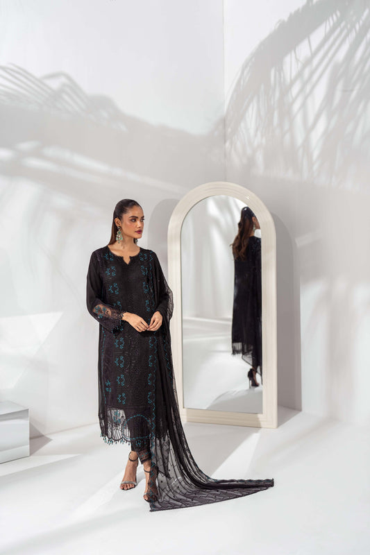 Mehru By Guzel Embroidered Stitched Chiffon 3pcs