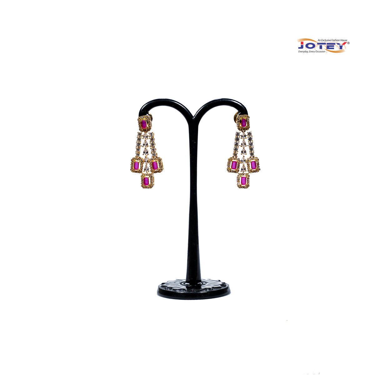 Diamond Cut Ruby Stone Earrings - Jotey