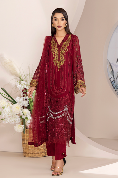 ZA Clothes ELNAZ Embroidered Chiffon Semi-Stitched 3pcs