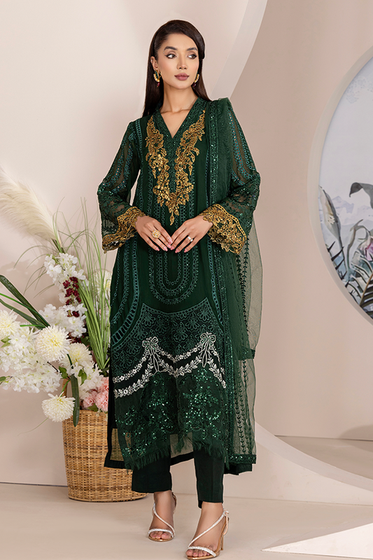 ZA Clothes ELNAZ Embroidered Chiffon Semi-Stitched 3pcs