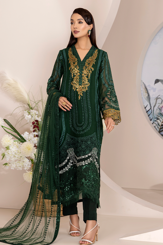 ZA Clothes ELNAZ Embroidered Chiffon Semi-Stitched 3pcs