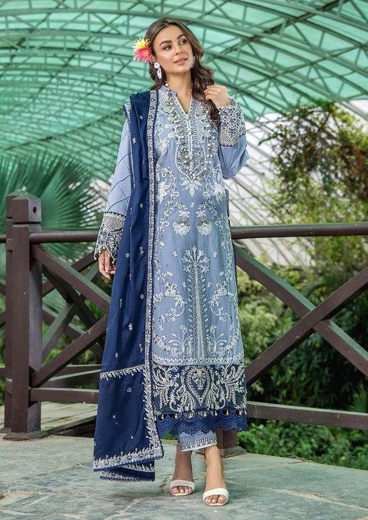 Eshaisha Luxury Lawn Embroidered Unstitched 3pcs - Jotey