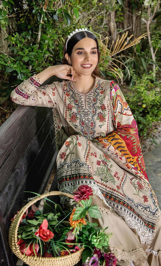 Eshaisha Luxury Lawn Embroidered Unstitched 3pcs - Jotey