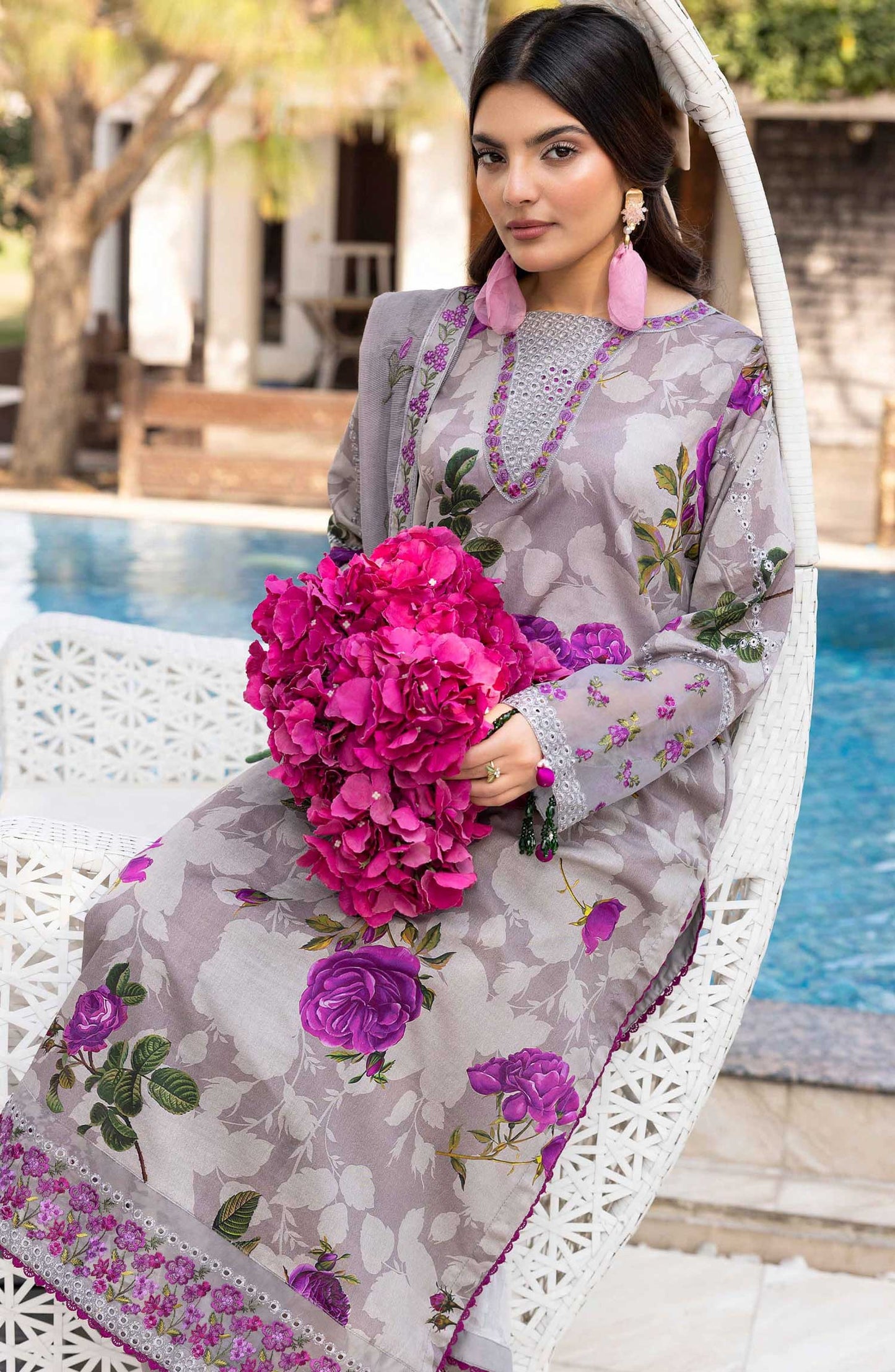 Florence by Nur Embroidered Unstitched Lawn 3pcs