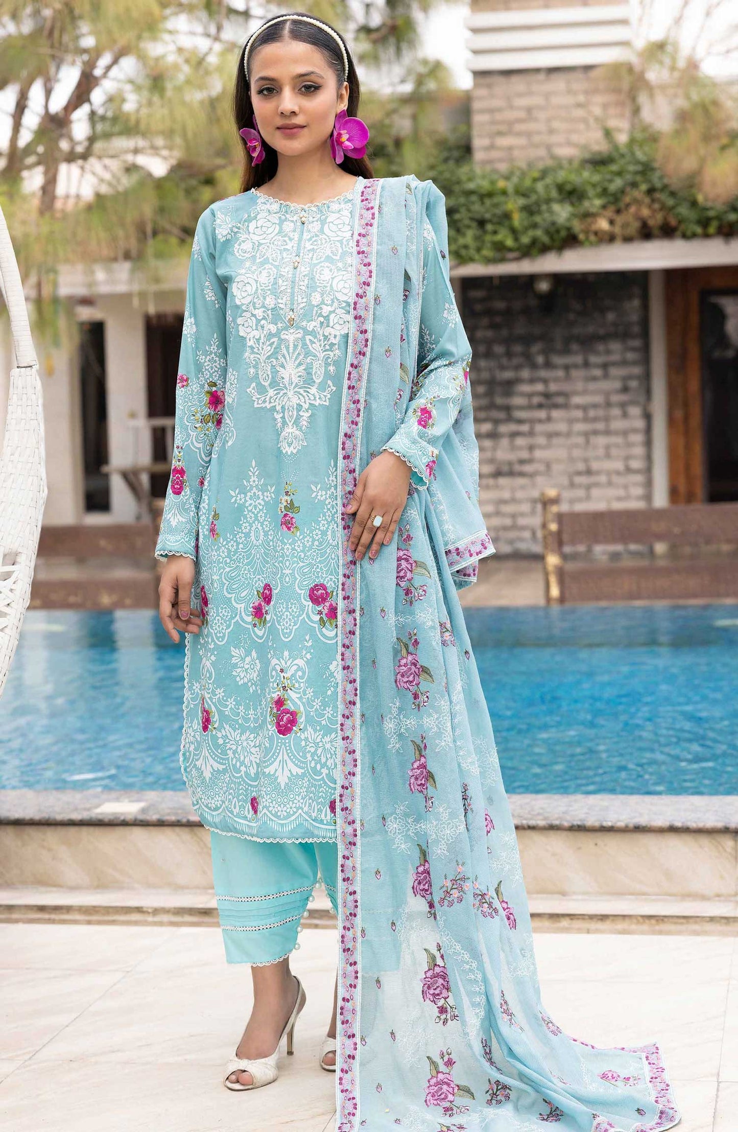 Florence by Nur Embroidered Unstitched Lawn 3pcs