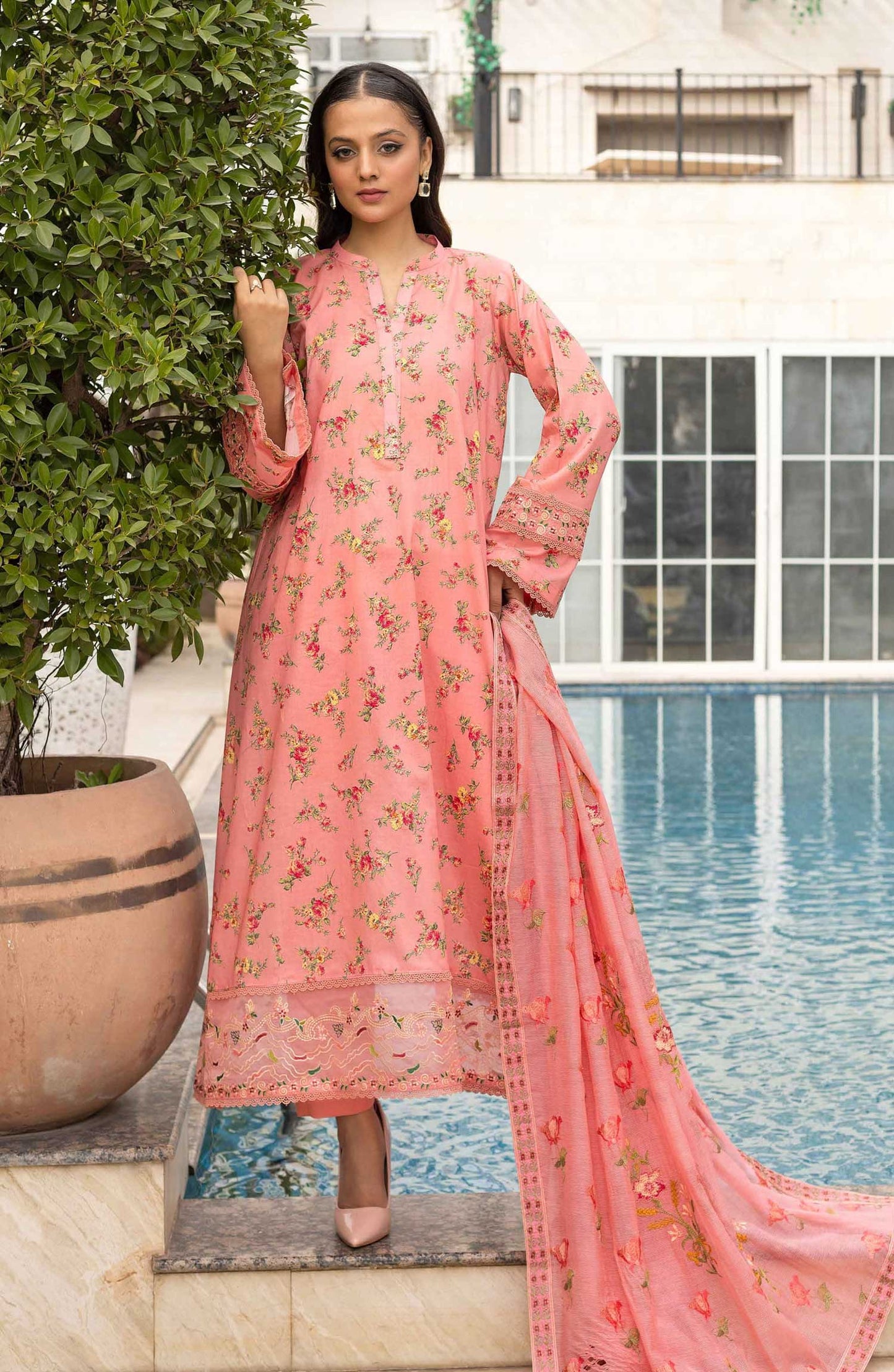 Florence by Nur Embroidered Unstitched Lawn 3pcs