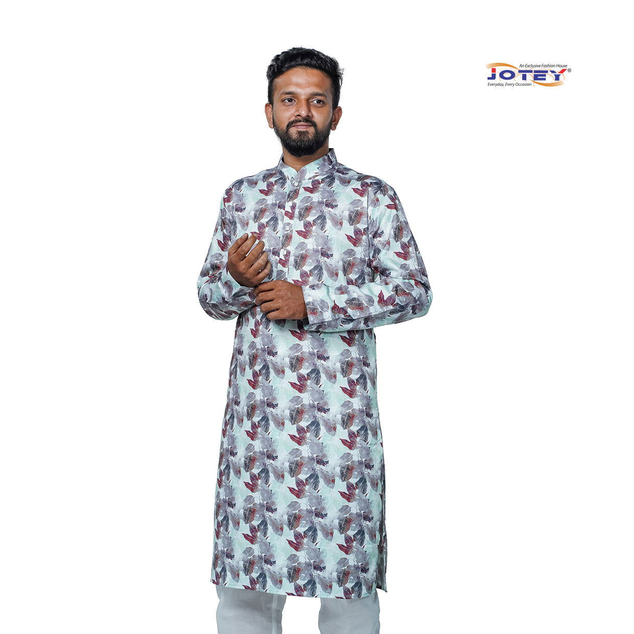 Floral Printed Cotton Panjabi - Jotey