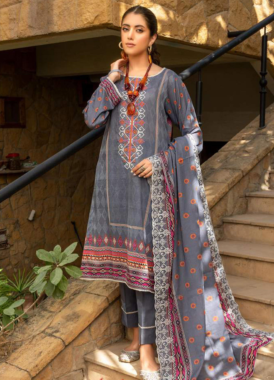 Maahru Embroidered Lawn Unstitched 3Pcs - Jotey