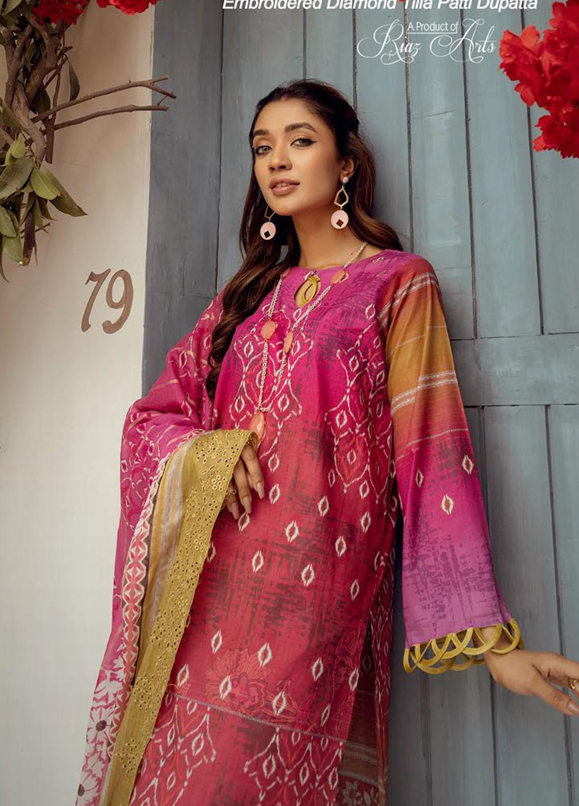Mahee's by Riaz Arts Embroidered Lawn 3Pcs - Jotey