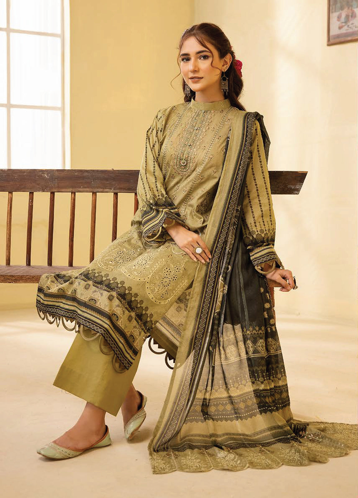 Mahees Ghazal Embroidered Lawn Unstitched 3pcs - Jotey