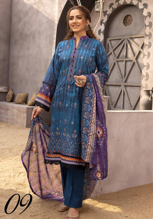 Mahees Vol-5 Embroidered Lawn Unstitched 3pcs - Jotey