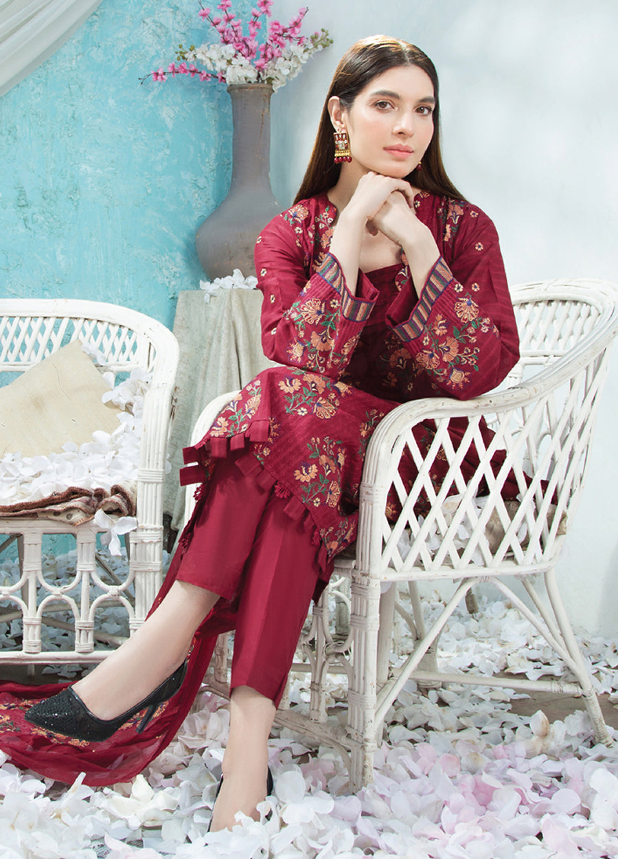 Manizay Khanam Embroidered Fancy Lawn 3Pcs - Jotey