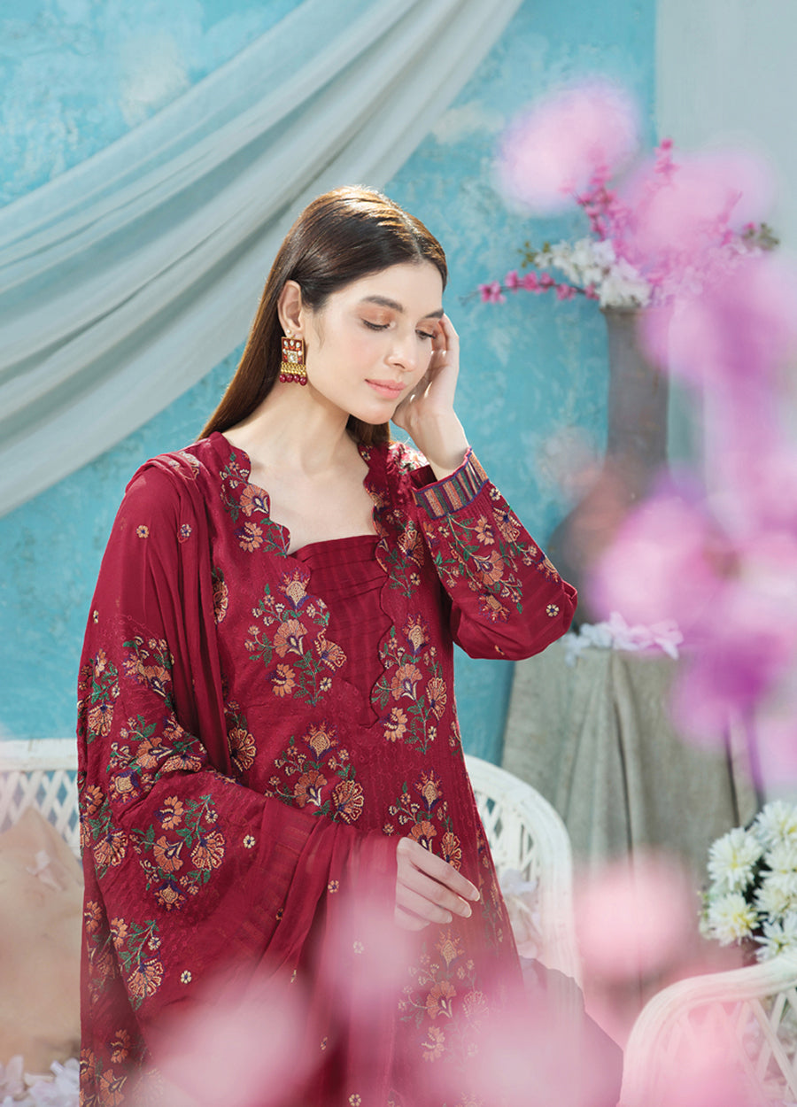 Manizay Khanam Embroidered Fancy Lawn 3Pcs - Jotey