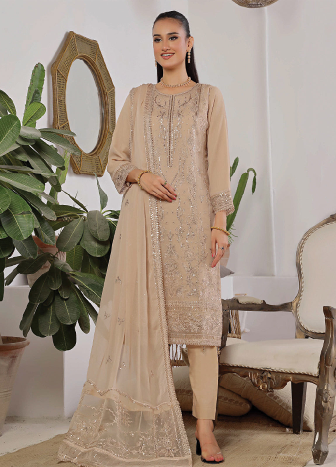 Azure By Bin Hameed Luxury Chiffon Embroidered  Semi-Stitched 3pcs